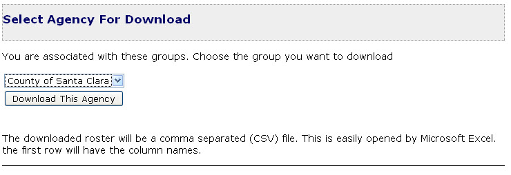 agency selection page