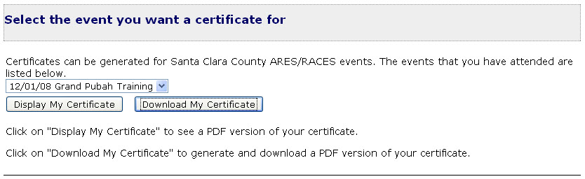 completion certificate selection