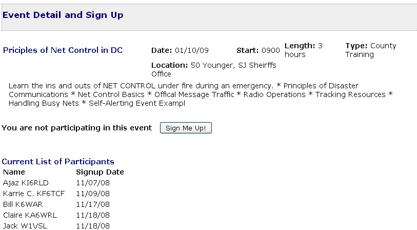 Event Detail Page