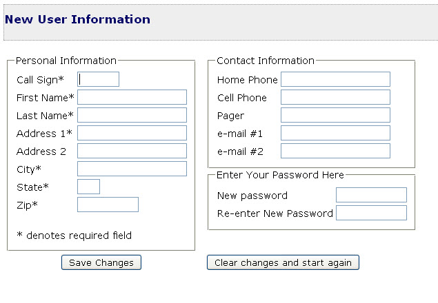New User fields